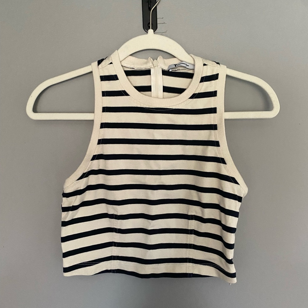 T by Alexander Wang Striped Cropped Top
